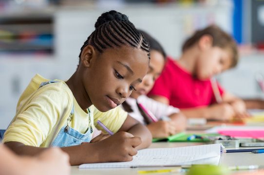 Pupil focused on her work